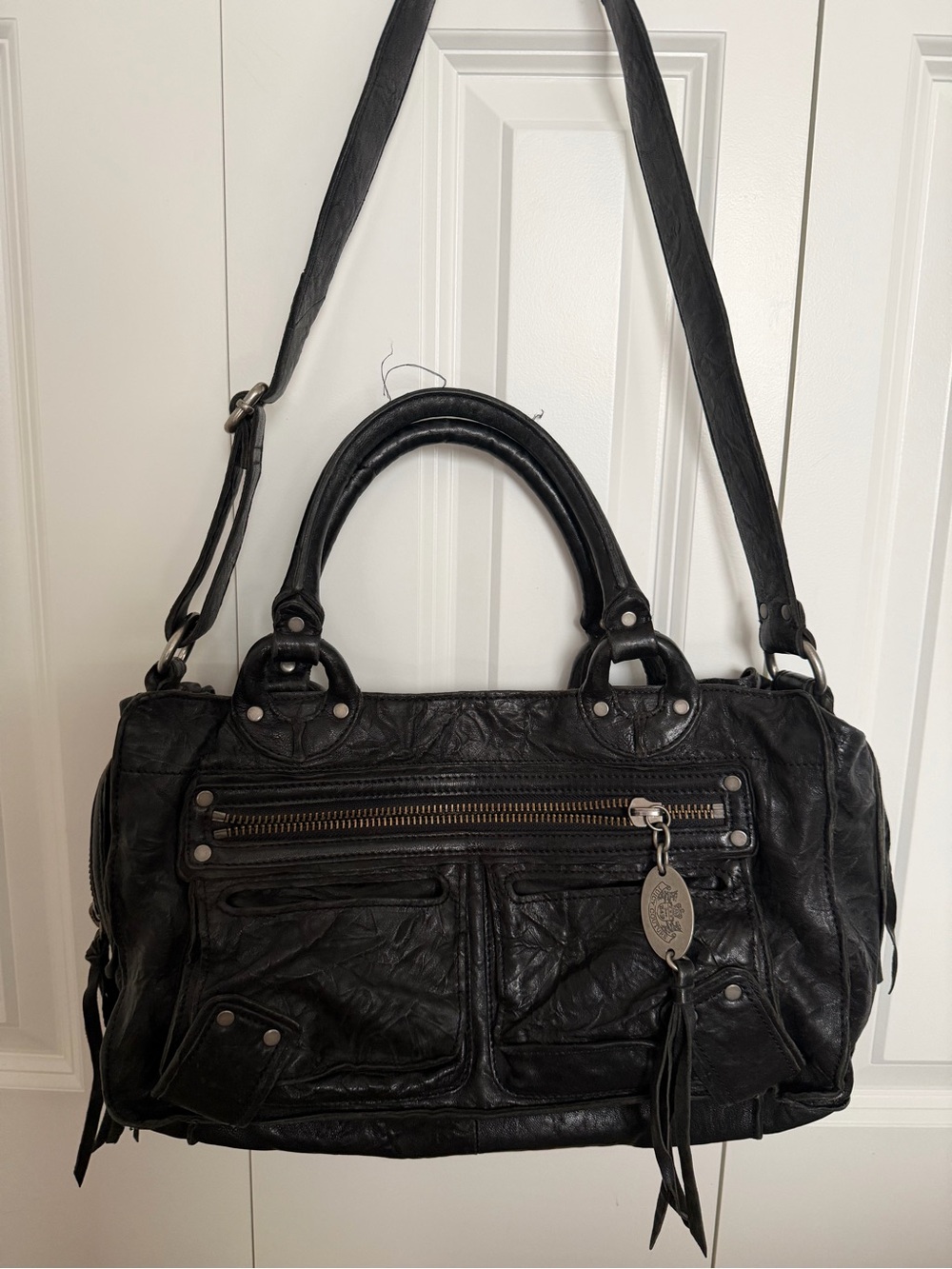 Vintage Juicy Couture Monamour Leather Moto Messenger Bag